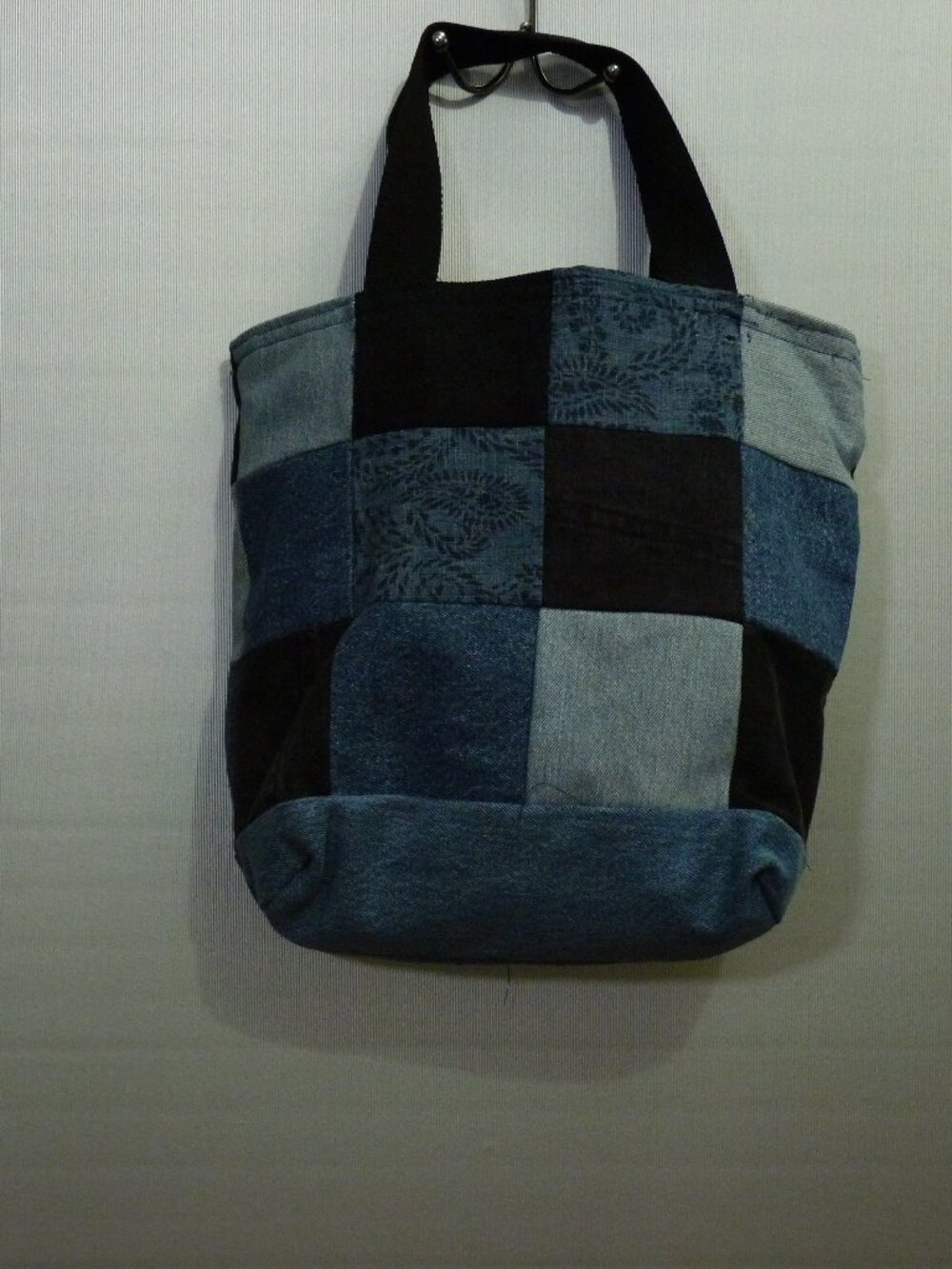 Handmade One of a Kind Multi Hued Denim Tote Bag